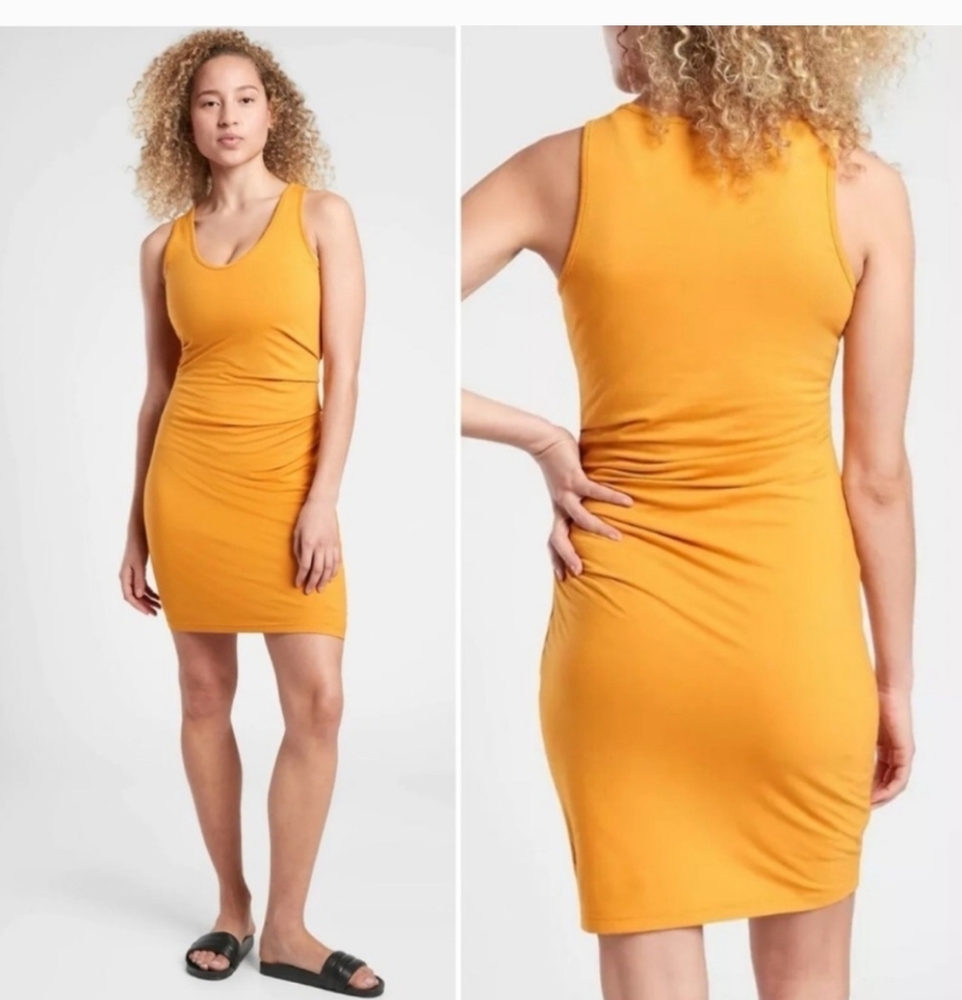 ATHLETA Della Dress Fitted Tank Tee Dress | Abyssinian Yellow Medium #531168